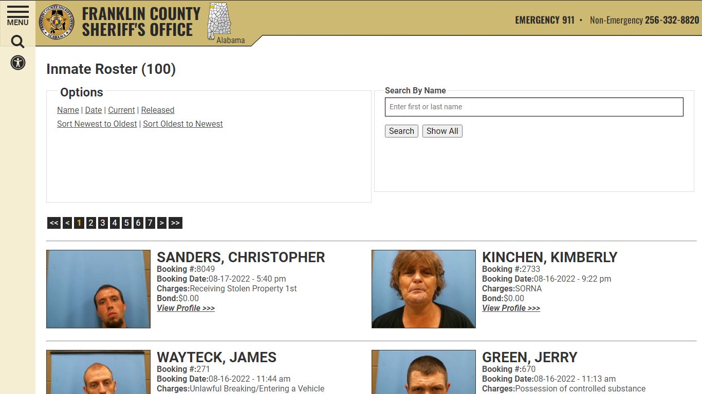 Inmate Roster - Franklin County AL Sheriff's Office